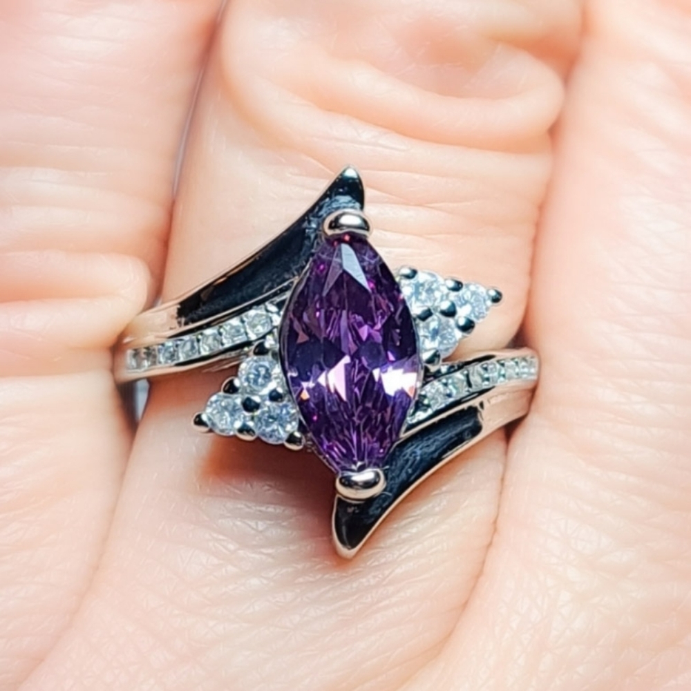 🎀925 Marquise Amathyst Ring - Picture 2 of 7